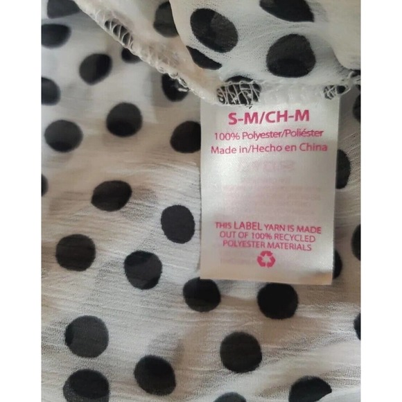 No Boundaries S/M Black White Polka Dot Striped Sheer Belted Long Robe - Picture 7 of 9